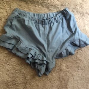 Blue ruffle shorts
